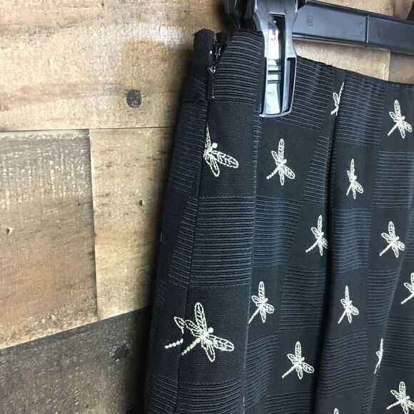 Talbots Pants Lined Dark Brown Tan Dragonfly Print Side Zipper Size 12 - Picture 5 of 8